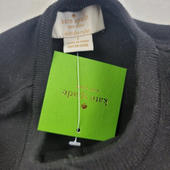 Kate Spade Black Ruffle Front Cardigan Sweater - Picture 8 of 9